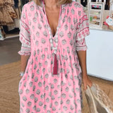 Modena - Vestido casual estampado con escote en V y media manga para Mujer