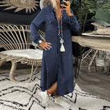 Yara™ - Vestido largo vaquero de manga larga