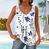Camiseta informal sin mangas con estampado de hojas