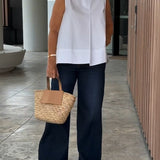 Sana – Blusa lisa sin mangas de estilo minimalista y chic