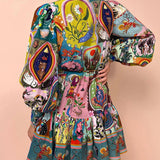 Freya™ Vestido plisado estampado con cordones