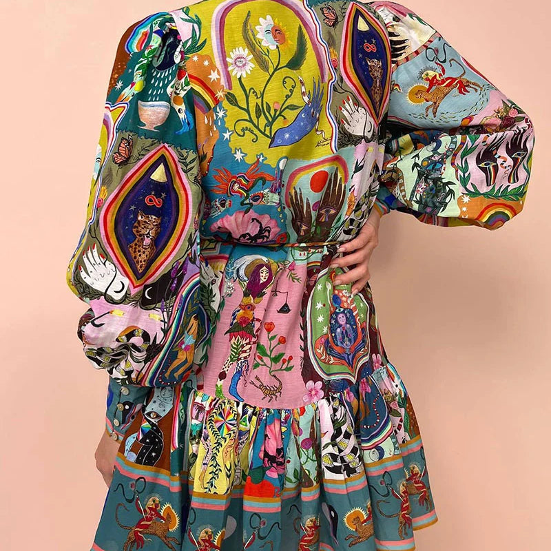 Freya™ Vestido plisado estampado con cordones