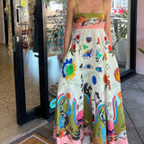 Vestido lencero estampado con una elegante pintura de posicionamiento