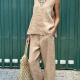 Mayte™ Conjunto casual elegante de dos piezas con chaleco y pantalones sin mangas