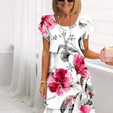 Giselle™ - Vestido plisado con volantes florales