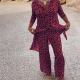 Amalia™ | Conjunto de botones de solapa de dos piezas con estampado vintage