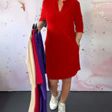Hanneke™ | Vestido sencillo con escote en pico