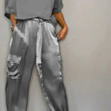 Bindi™ Conjunto elegante de camisa de media manga y pantalones informales