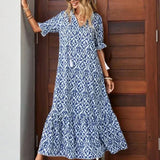 Felicia™ Vestido largo de tejido suelto con estampado de flores