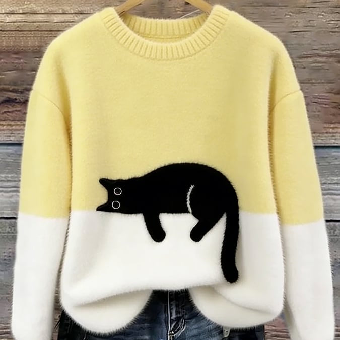 Luna | Suéter Femenina con Gráfico de Gato