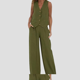 Ella | Conjunto de chaleco y pantalón ancho (Casi agotado)