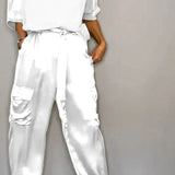 Bindi™ Conjunto elegante de camisa de media manga y pantalones informales