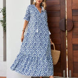 Felicia™ Vestido largo de tejido suelto con estampado de flores