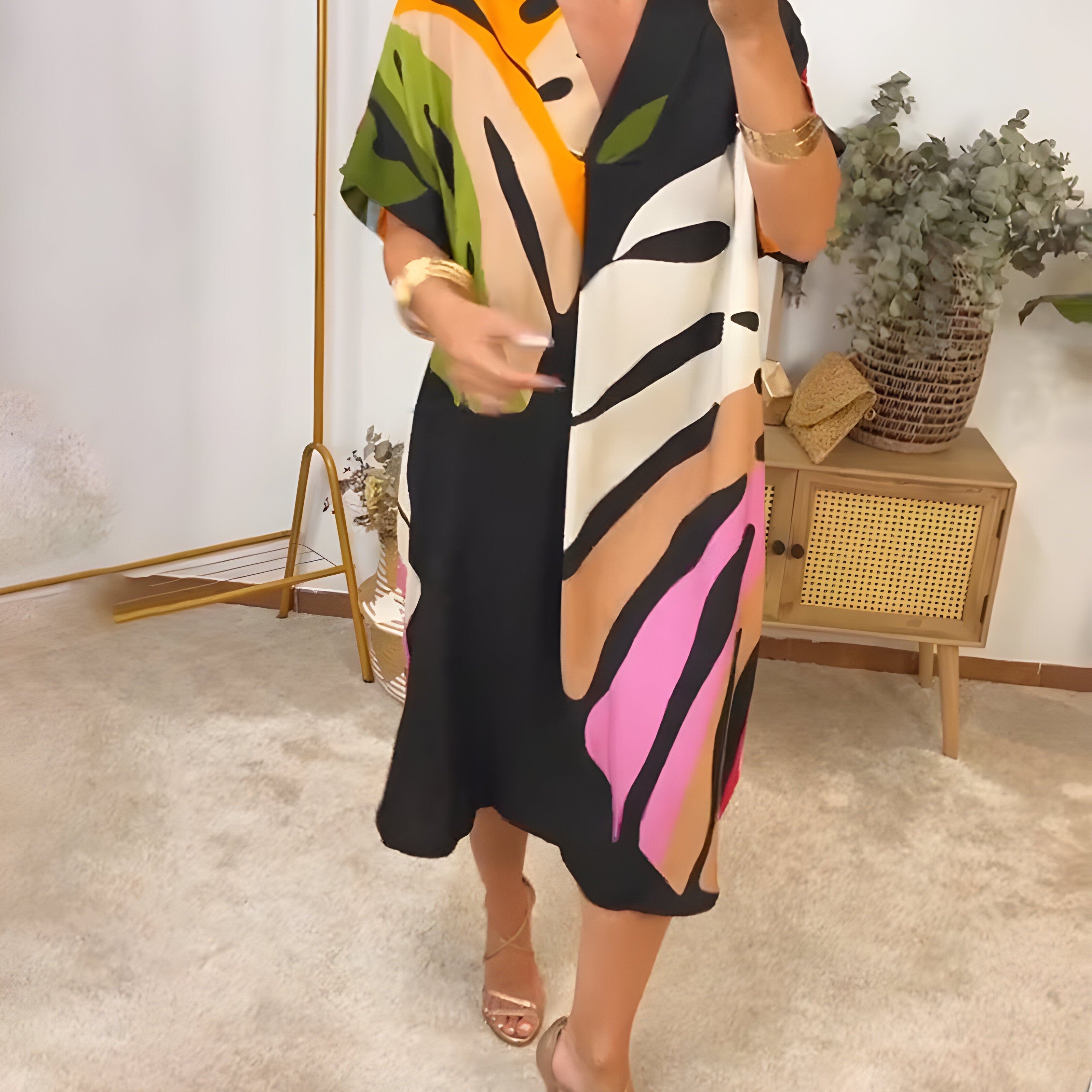 Roos™ | Vestido informal con estampado de hojas de colores
