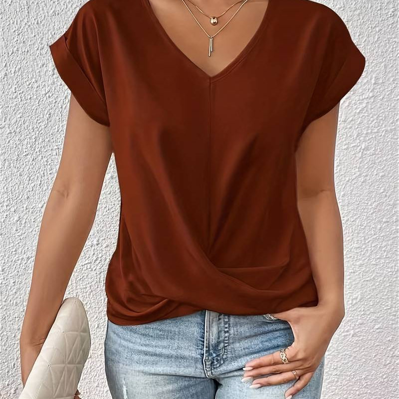 Cleo - Camiseta informal cuello V corazón