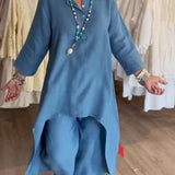 Chiara™ Traje casual de lino de color liso para mujer