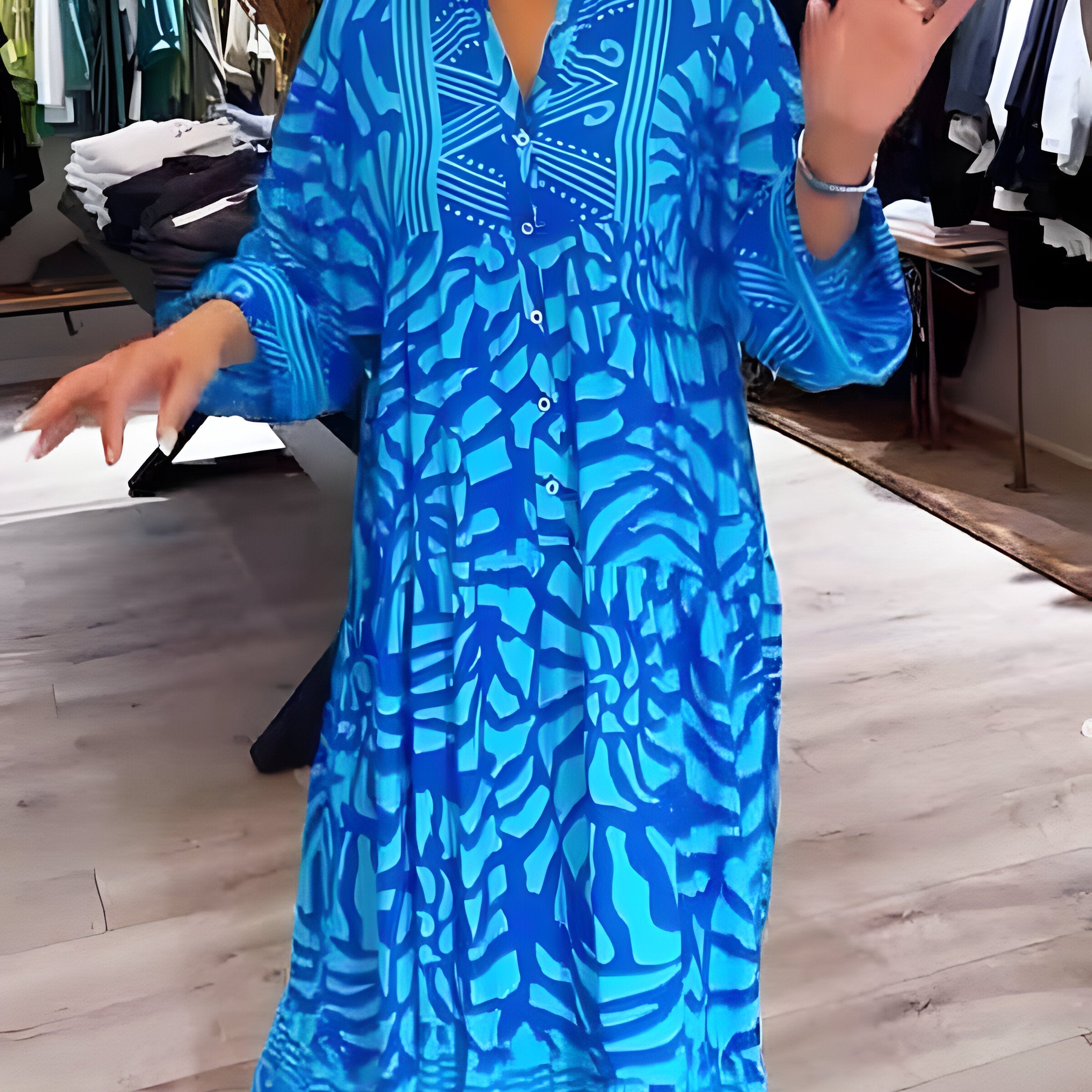 Inge™ | Vestido estampado con cuello en V