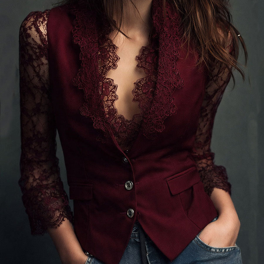 Claudia · Blazer de Mujer Negro con Encaje