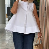 Sana – Blusa lisa sin mangas de estilo minimalista y chic