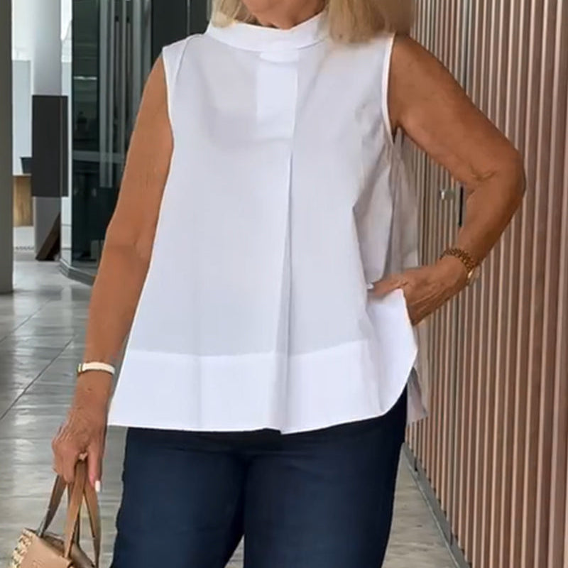Sana – Blusa lisa sin mangas de estilo minimalista y chic