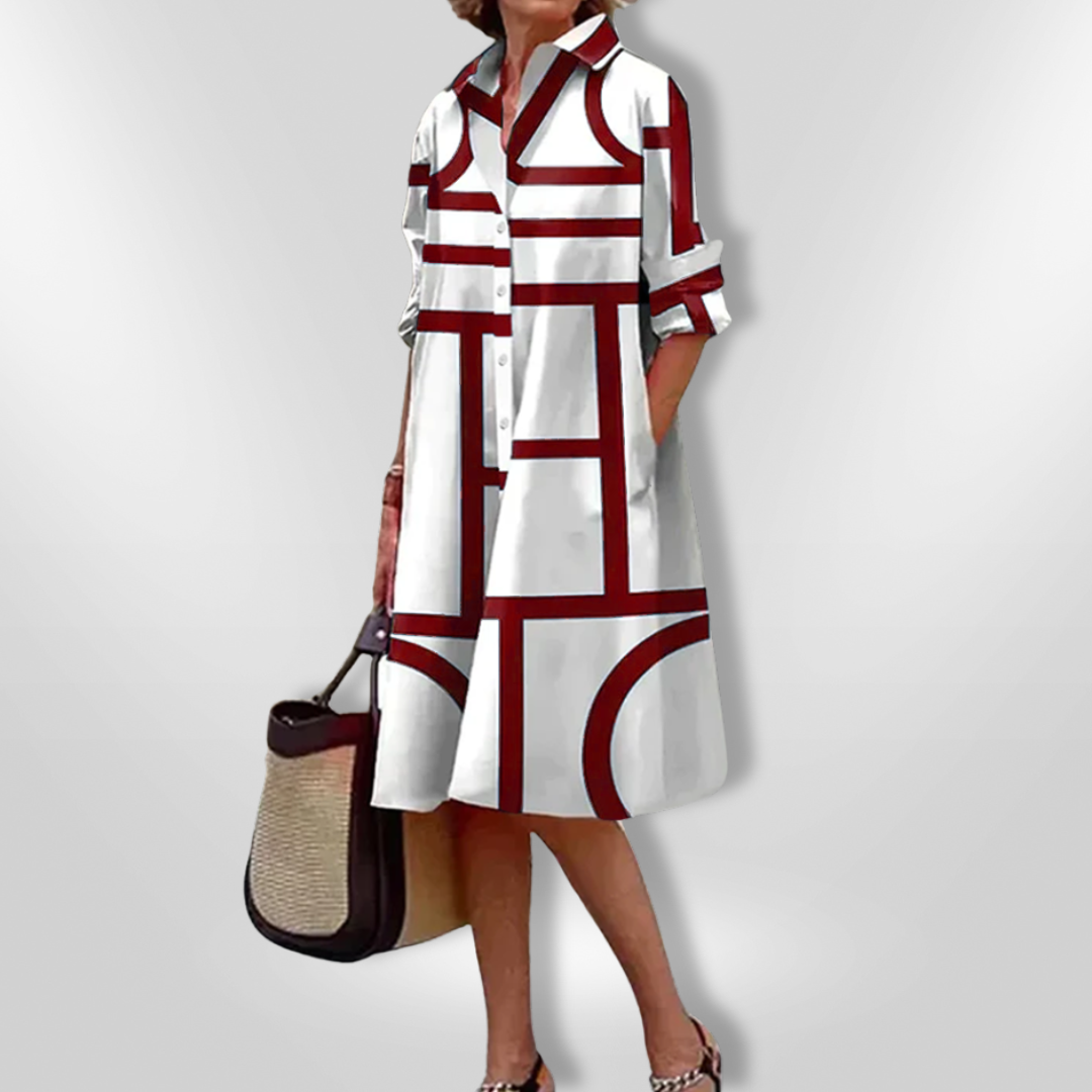 Helena | Vestido midi con estampado geométrico