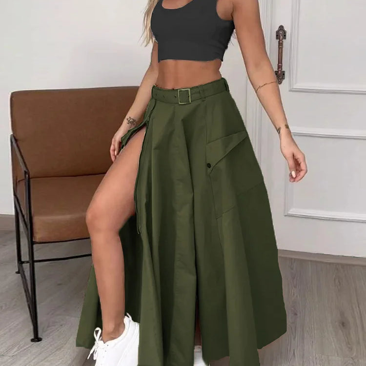 Conjunto de dos piezas sin mangas con abertura lisa