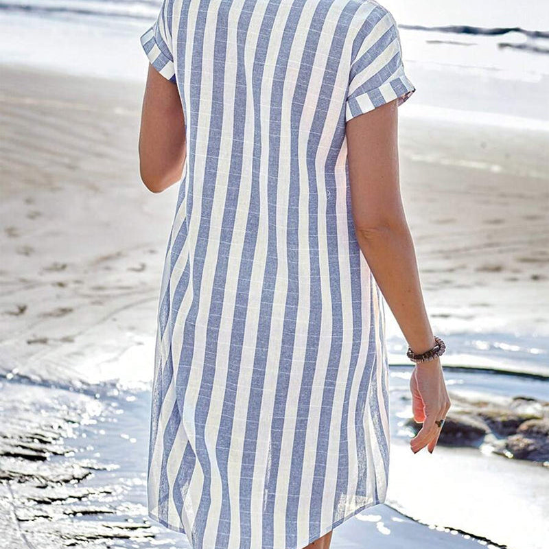 Martine™ | Elegante vestido camisero a rayas