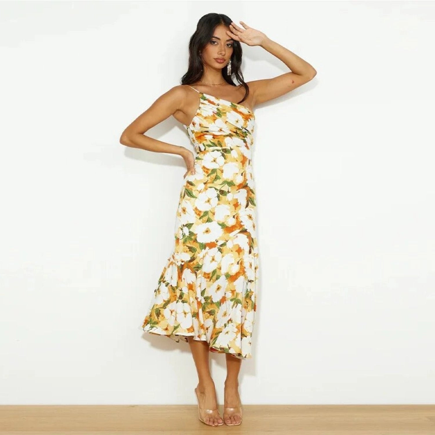 Sienna - Vestido maxi floral asimétrico para mujer