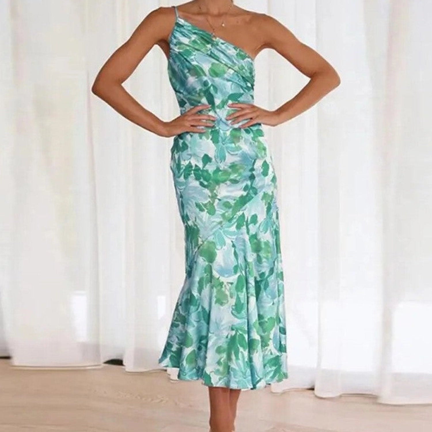 Sienna - Vestido maxi floral asimétrico para mujer