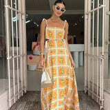 Vestido Antonieta™ Largo de Tonos Naranjas