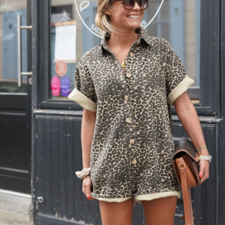 Mini Jumpsuit con estampado de leopardo