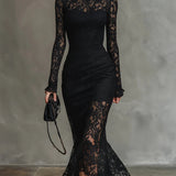 Veronika | Vestido Maxi de Encaje Negro