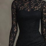 Veronika | Vestido Maxi de Encaje Negro