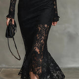 Veronika | Vestido Maxi de Encaje Negro
