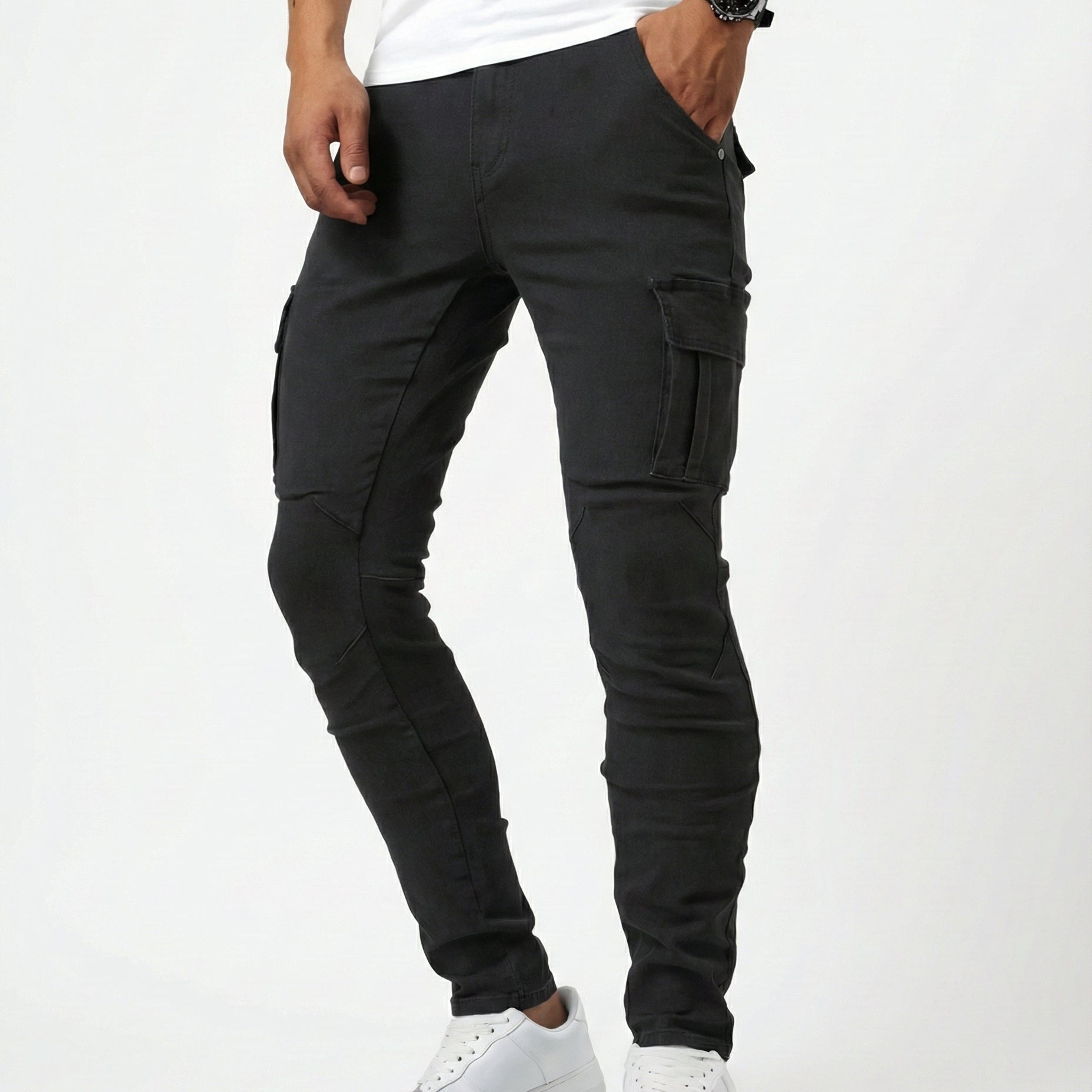 Duvan - Pantalón Cargo Marino Elástico para Hombre