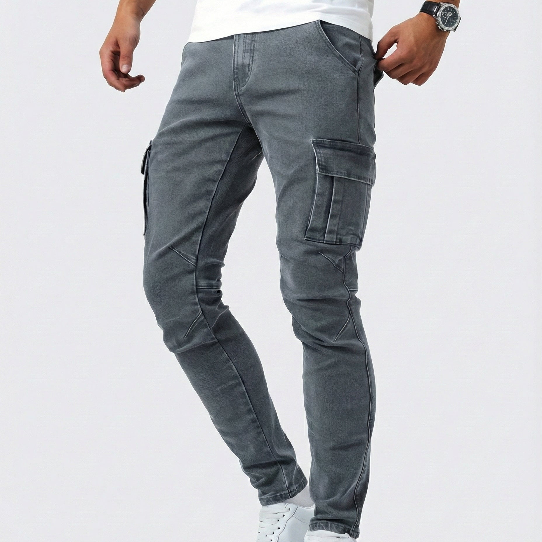 Duvan - Pantalón Cargo Marino Elástico para Hombre