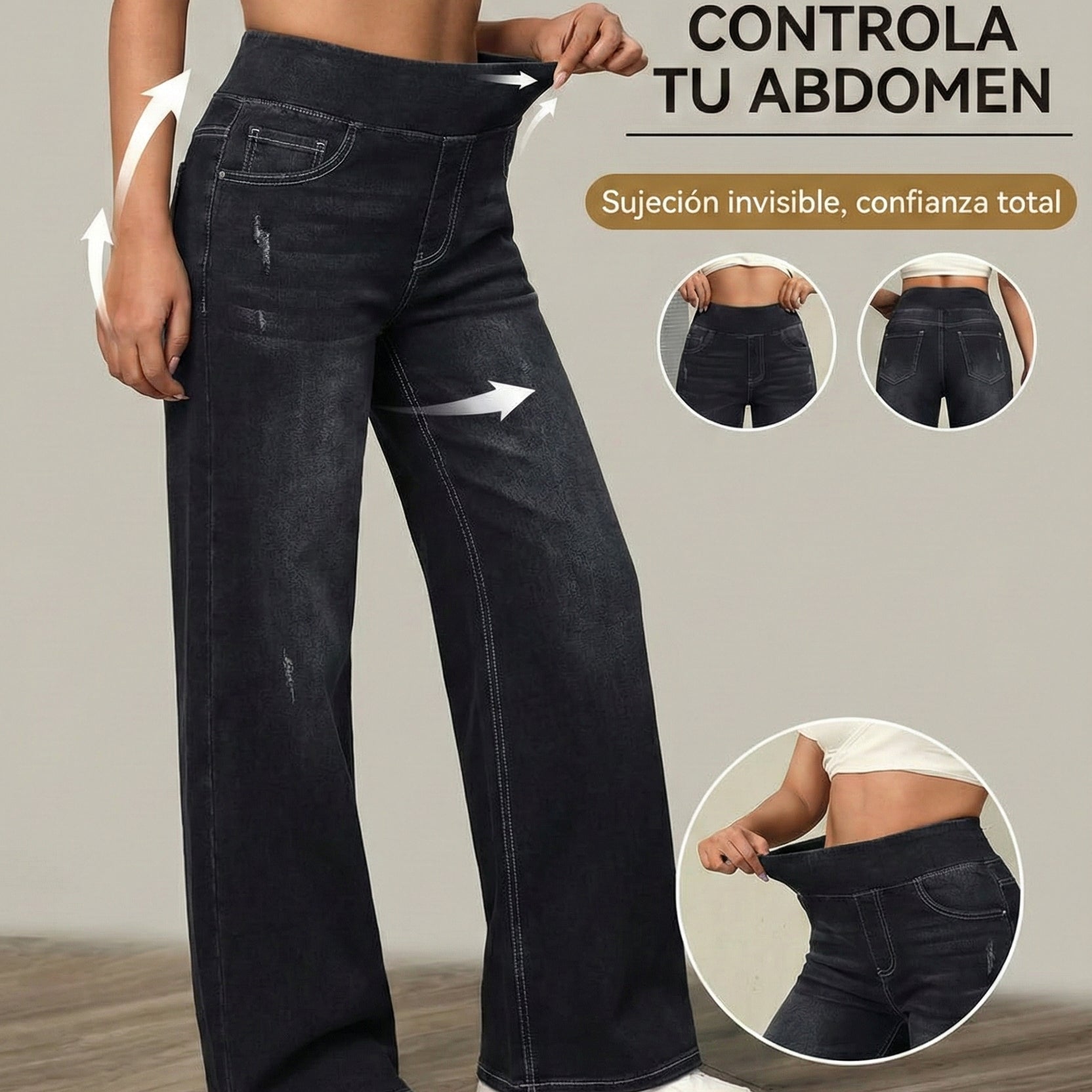 Duna - Pantalones anchos con control de abdomen para Mujer