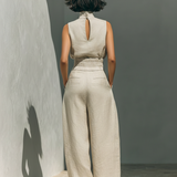 Aida - Conjunto de Blusa Sin Mangas y Pantalones de Pierna Ancha en Algodón y Lino Minimalista para Mujer