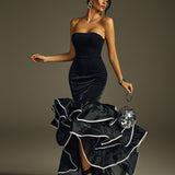 Raquel™ | Vestido para boda y eventos strapless de lujo con volantes
