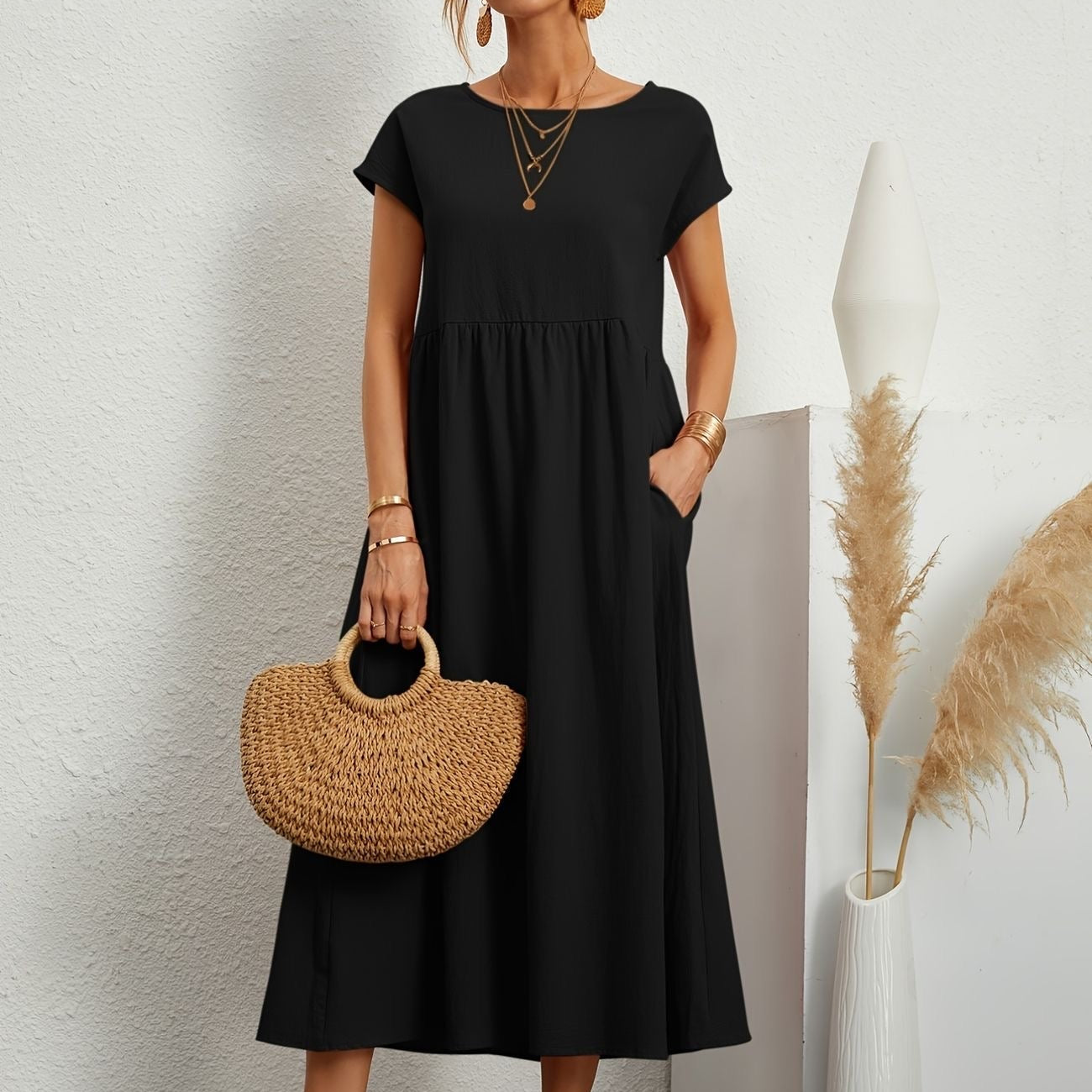 Greta™ | Elegante vestido de cuello redondo de Mujer