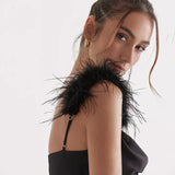 Tia ™ maxi vestido con tirantes de plumas