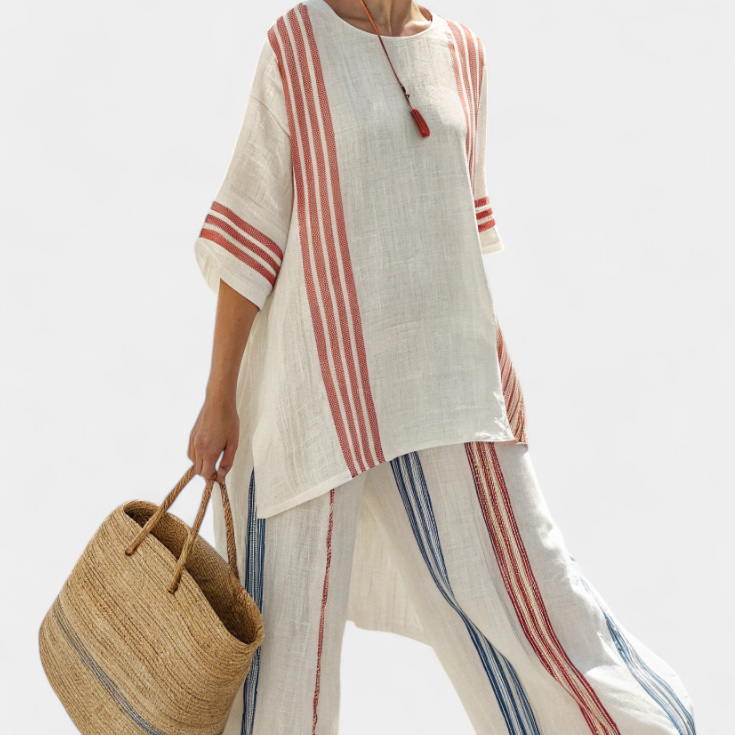 Mirthe | Conjunto aireado de dos piezas con rayas y corte oversize