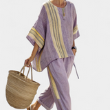 Mirthe | Conjunto aireado de dos piezas con rayas y corte oversize