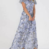 Marit | Elegante vestido largo con cuello en V y estampado floral