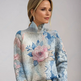 Roos - Jersey de cuello alto tejido con encaje y estampado elegante