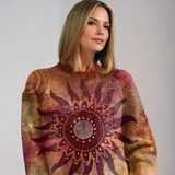 Eline - Jersey de cuello alto cálido con motivo geométrico tribal de sol