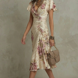 Rosavienne | Vestido midi Romántico vintage de satén para Mujer