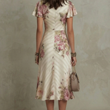 Rosavienne | Vestido midi Romántico vintage de satén para Mujer