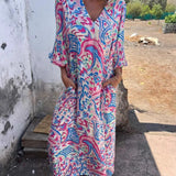 Camille | Vestido largo de lujo con cuello en V y bolsillos