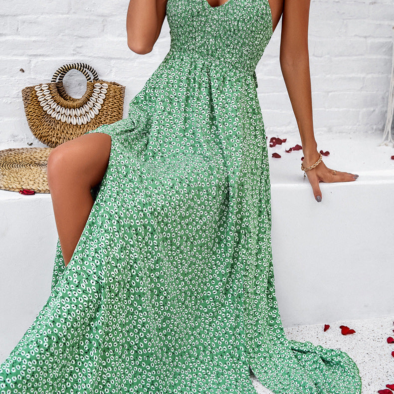 Scarlett™ Vestido plisado de tirantes y estampado primavera/verano